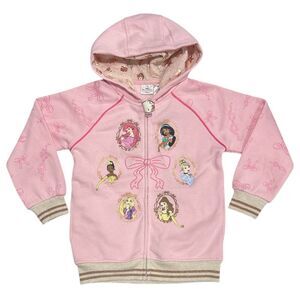 Disney Princess - Licensed Girl's Character Full Zip Lightweight Hoodie with Poc